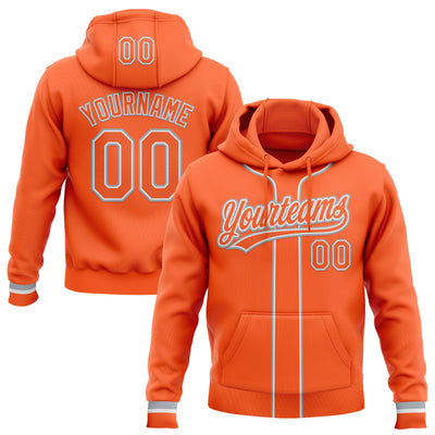 Custom Stitched Orange Orange White-Gray Baseball Pullover Sweatshirt Hoodie