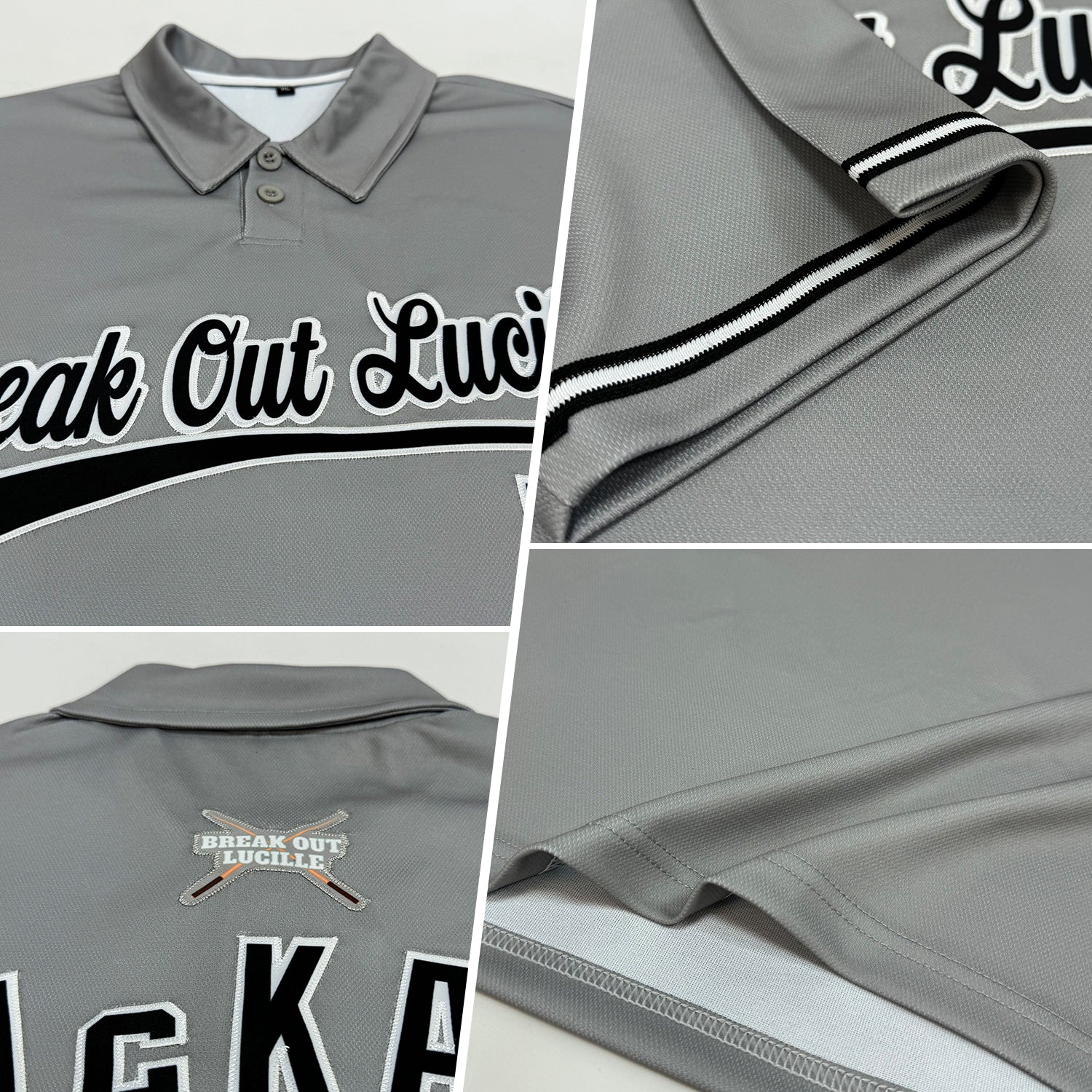Custom Gray Black-White Performance Vapor Golf Polo Shirt