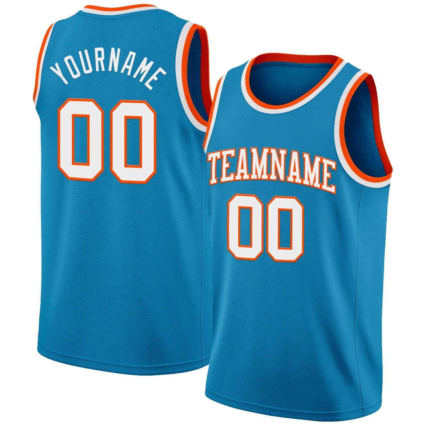 Custom Panther Blue White-Orange Authentic Basketball Jersey