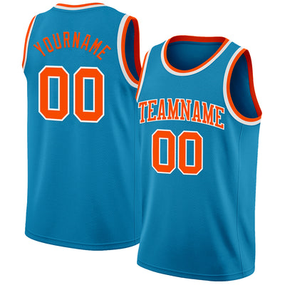 Custom Panther Blue Orange-White Authentic Basketball Jersey