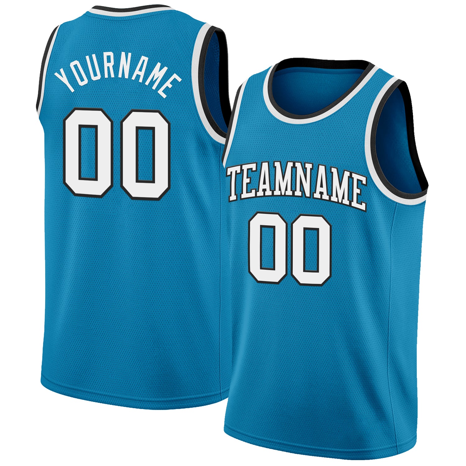 Custom Panther Blue White-Black Authentic Basketball Jersey