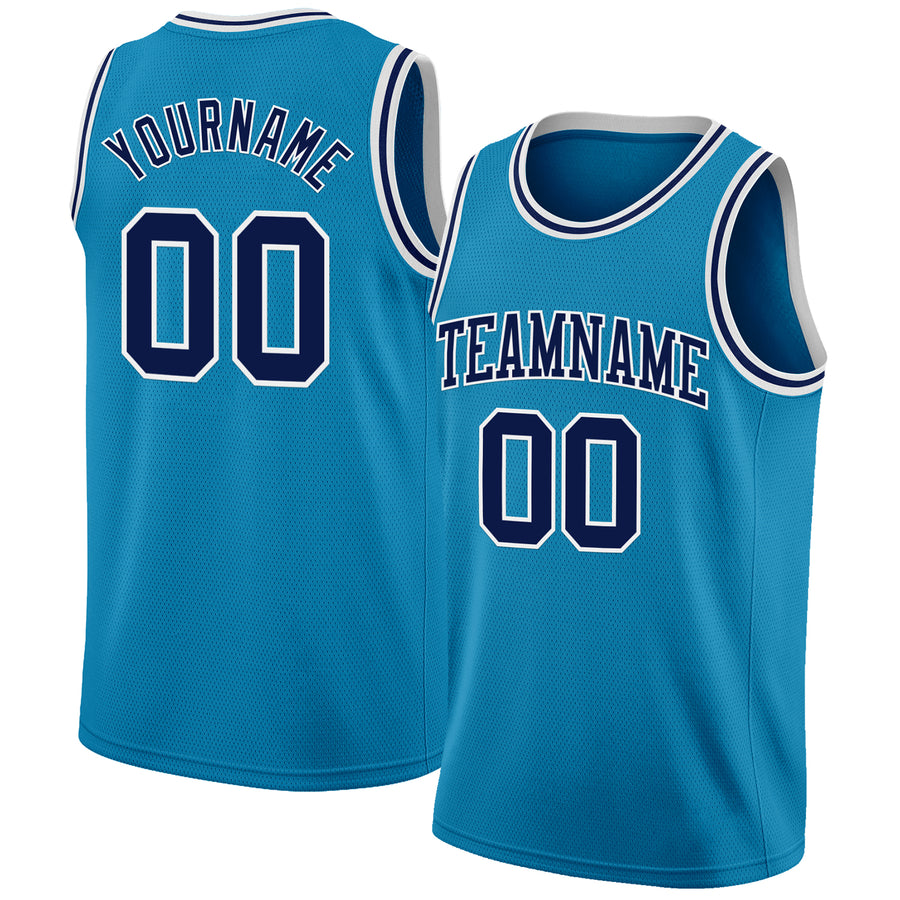 Custom Panther Blue Navy-White Authentic Basketball Jersey