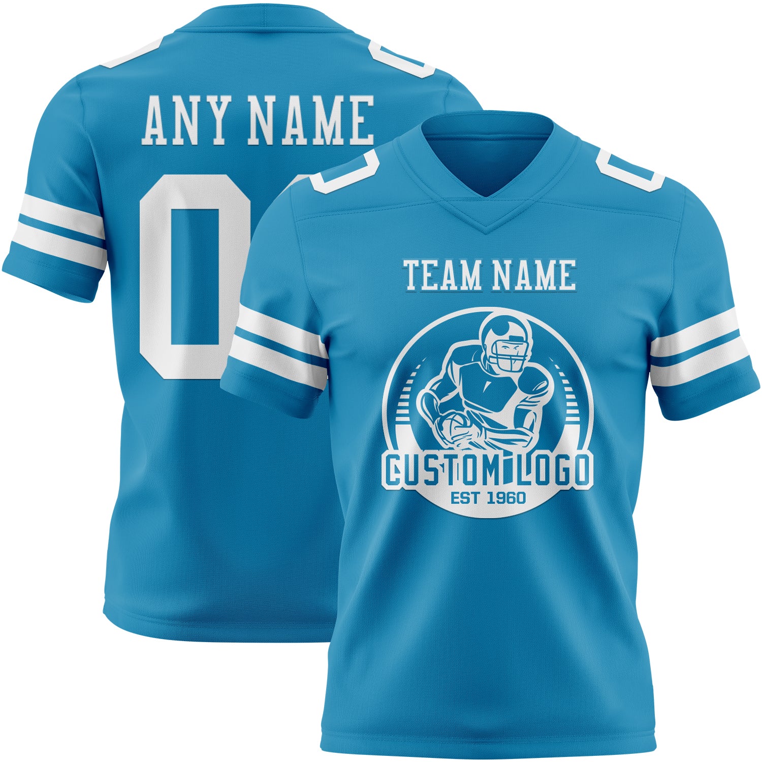 Custom Panther Blue White Authentic Football Jersey