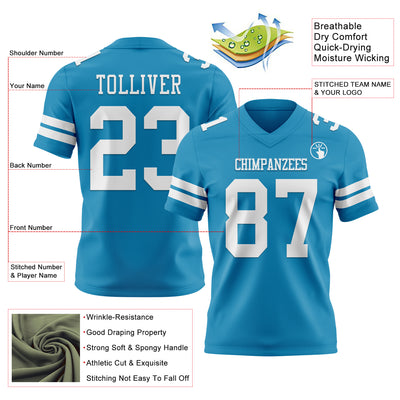 Custom Panther Blue White Authentic Football Jersey