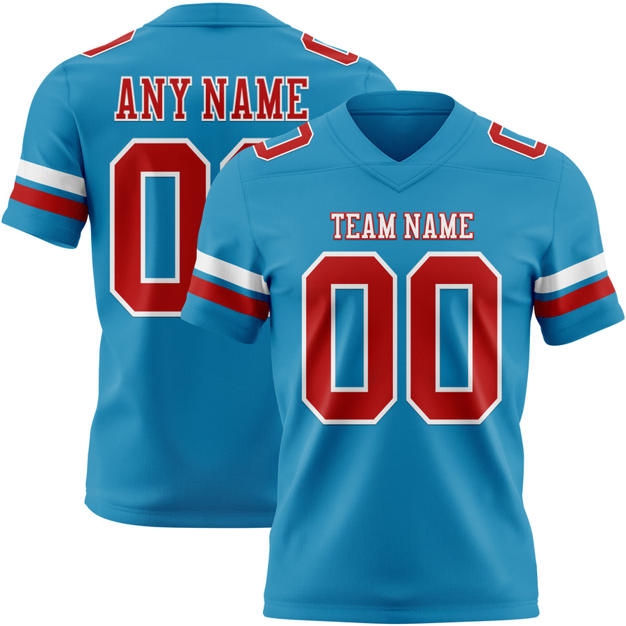 Custom Panther Blue Red-White Authentic Football Jersey