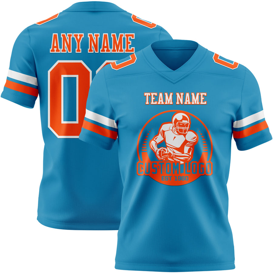 Custom Panther Blue Orange-White Authentic Football Jersey