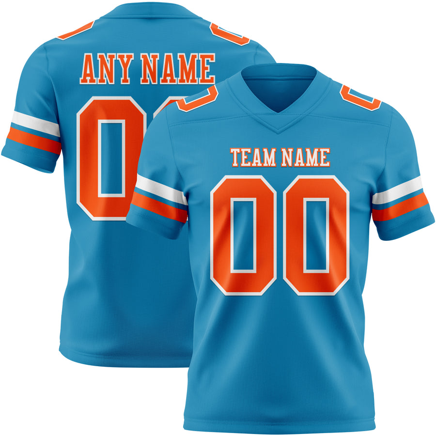 Custom Panther Blue Orange-White Authentic Football Jersey