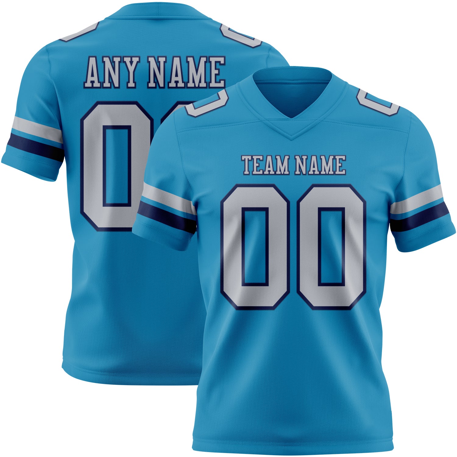 Custom Panther Blue Gray-Navy Authentic Football Jersey