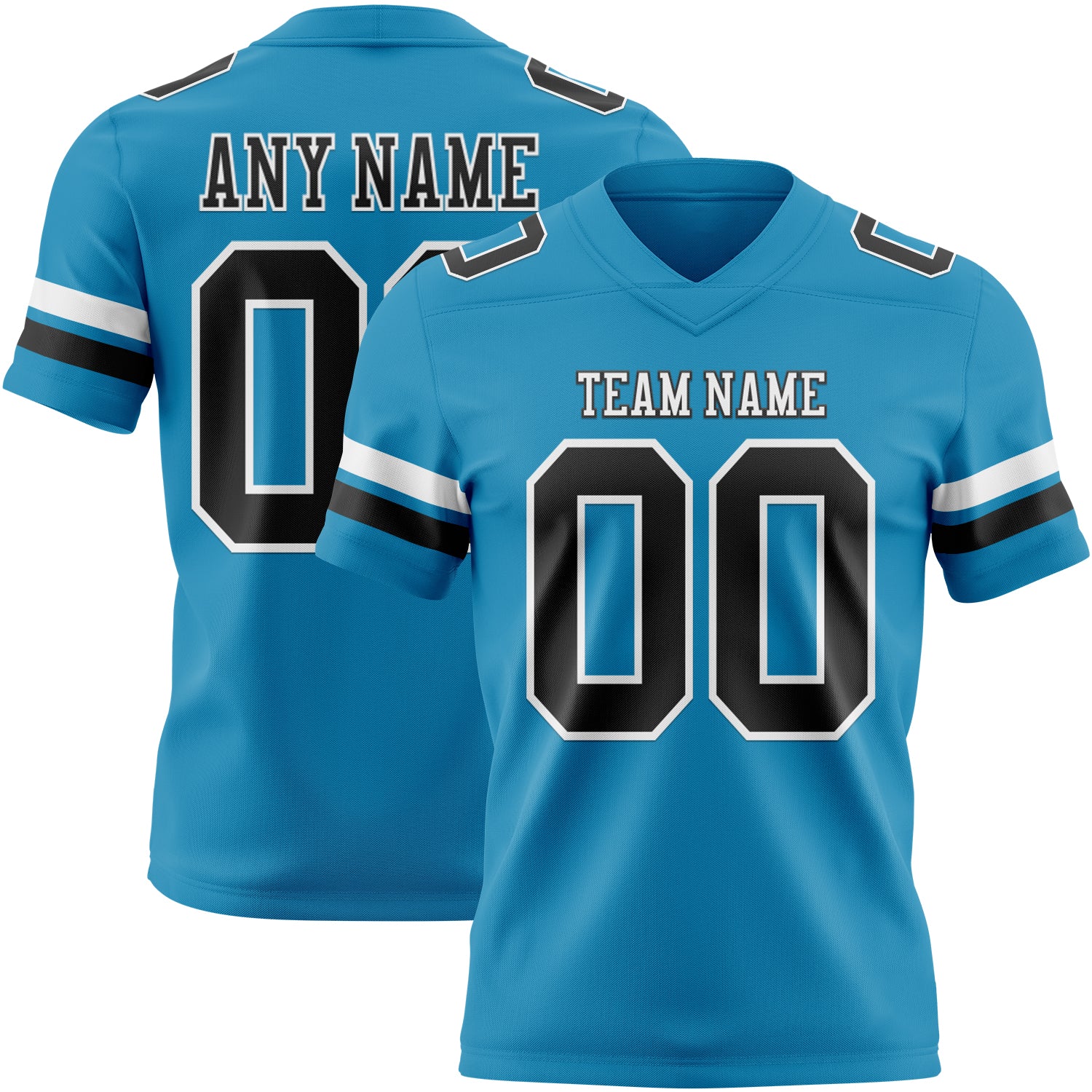 Custom Panther Blue Black-White Authentic Football Jersey