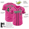 Custom Pink White Pinstripe Green Authentic Baseball Jersey