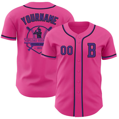 Custom Pink Purple-Black Authentic Baseball Jersey