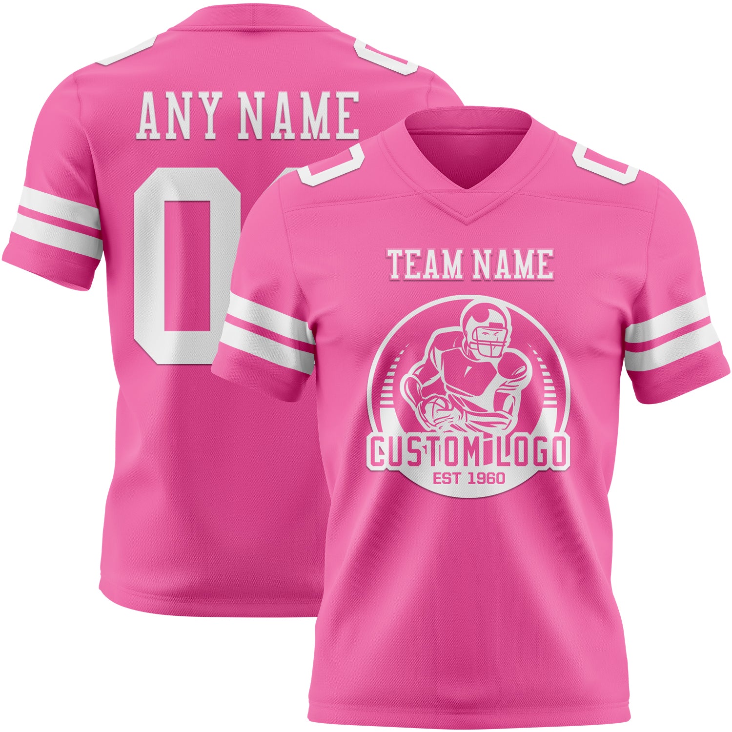 Custom Pink White Authentic Football Jersey