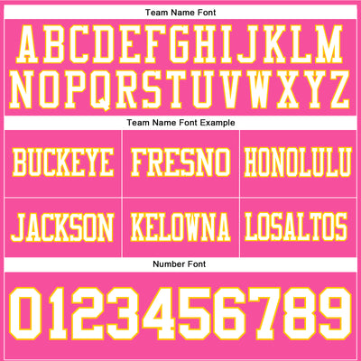Custom Pink White-Yellow Authentic Football Jersey