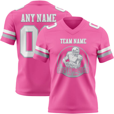 Custom Pink White-Gray Authentic Football Jersey