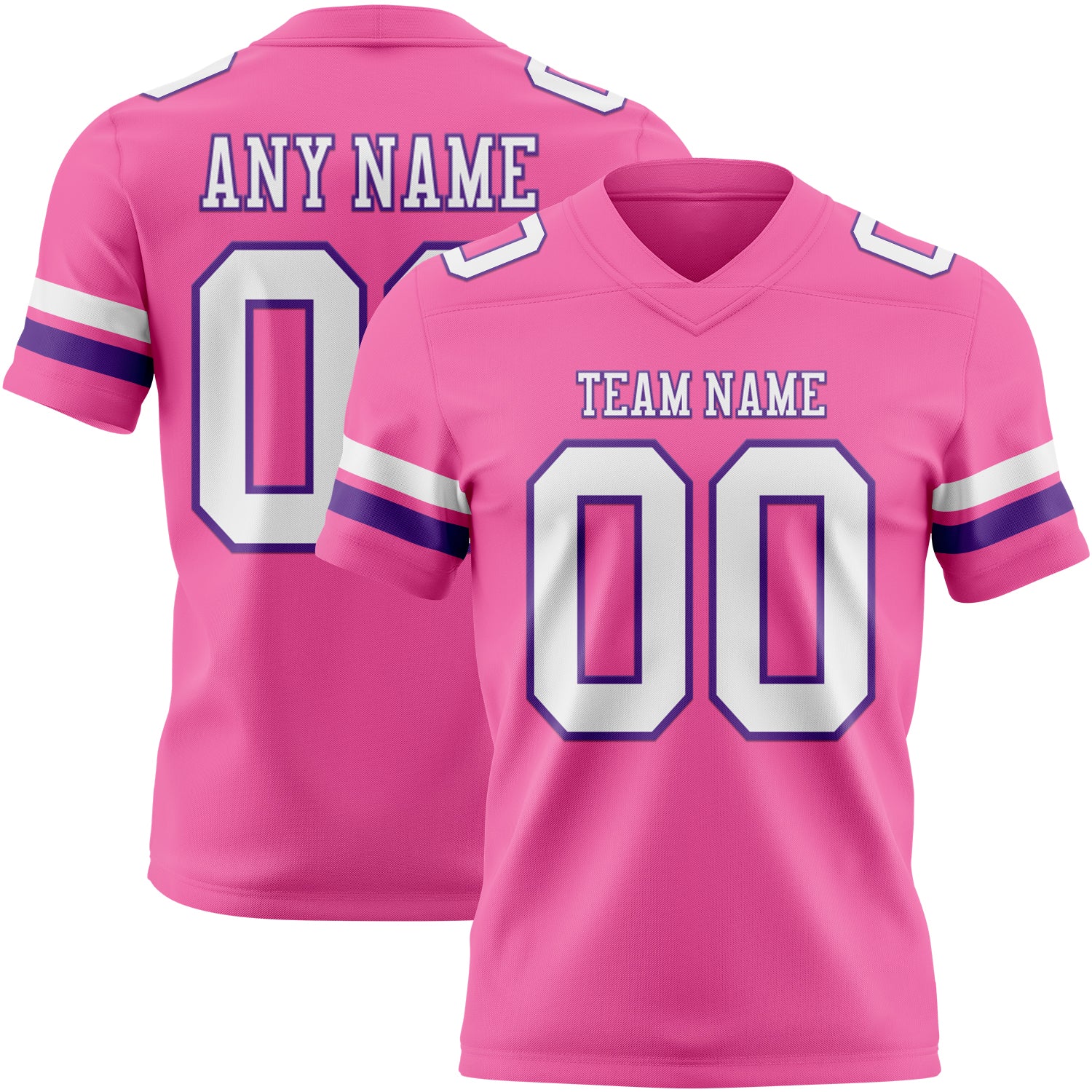 Custom Pink White-Purple Authentic Football Jersey