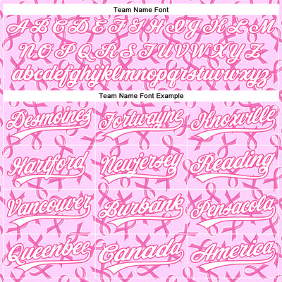 Custom Pink White 3D Pink Ribbon Breast Cancer Awareness Month Women Health Care Support Performance Polo Shirt