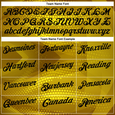 Custom Old Gold Black 3D Bowling Abstract Halftone Performance Polo Shirt