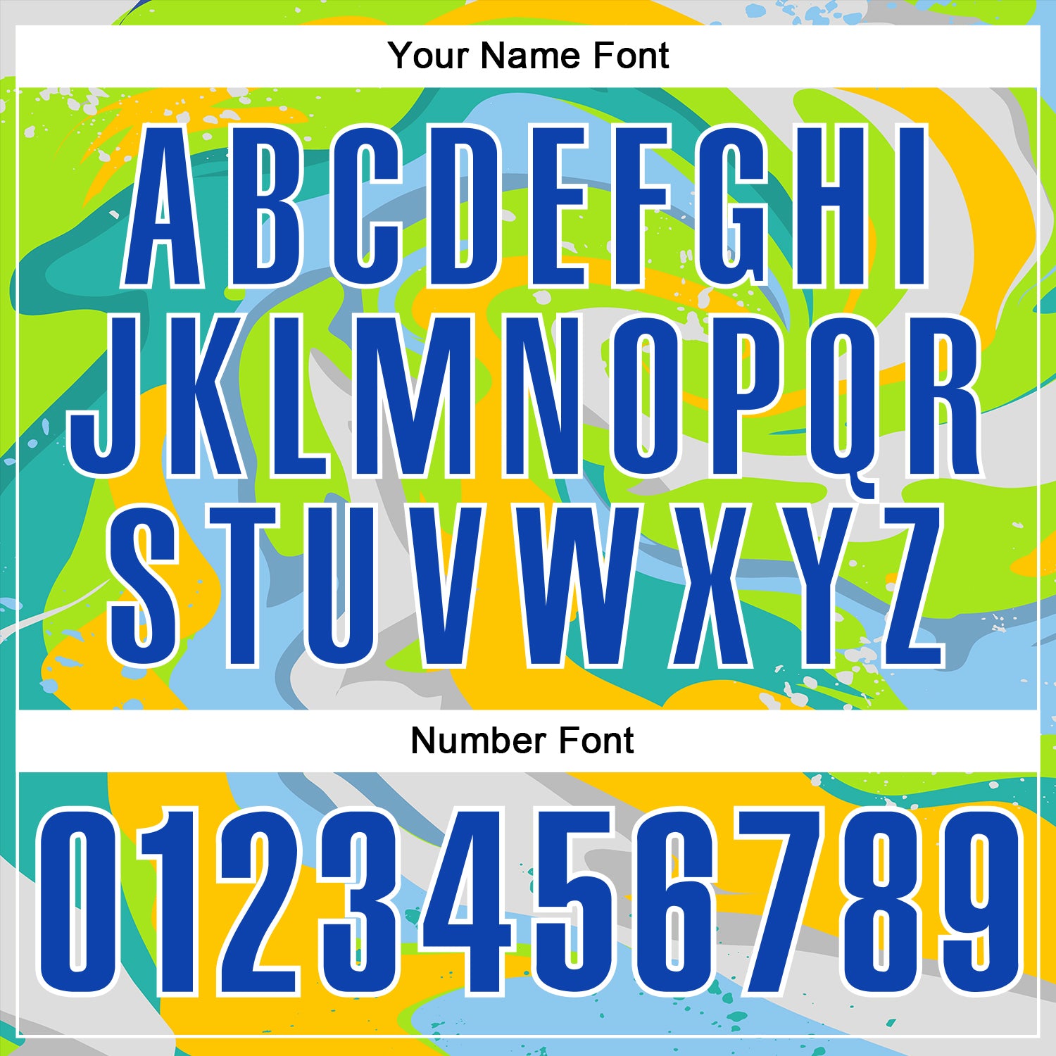 Custom Neon Green Thunder Blue Yellow-Aqua 3D Bowling Splash Ink Performance Polo Shirt