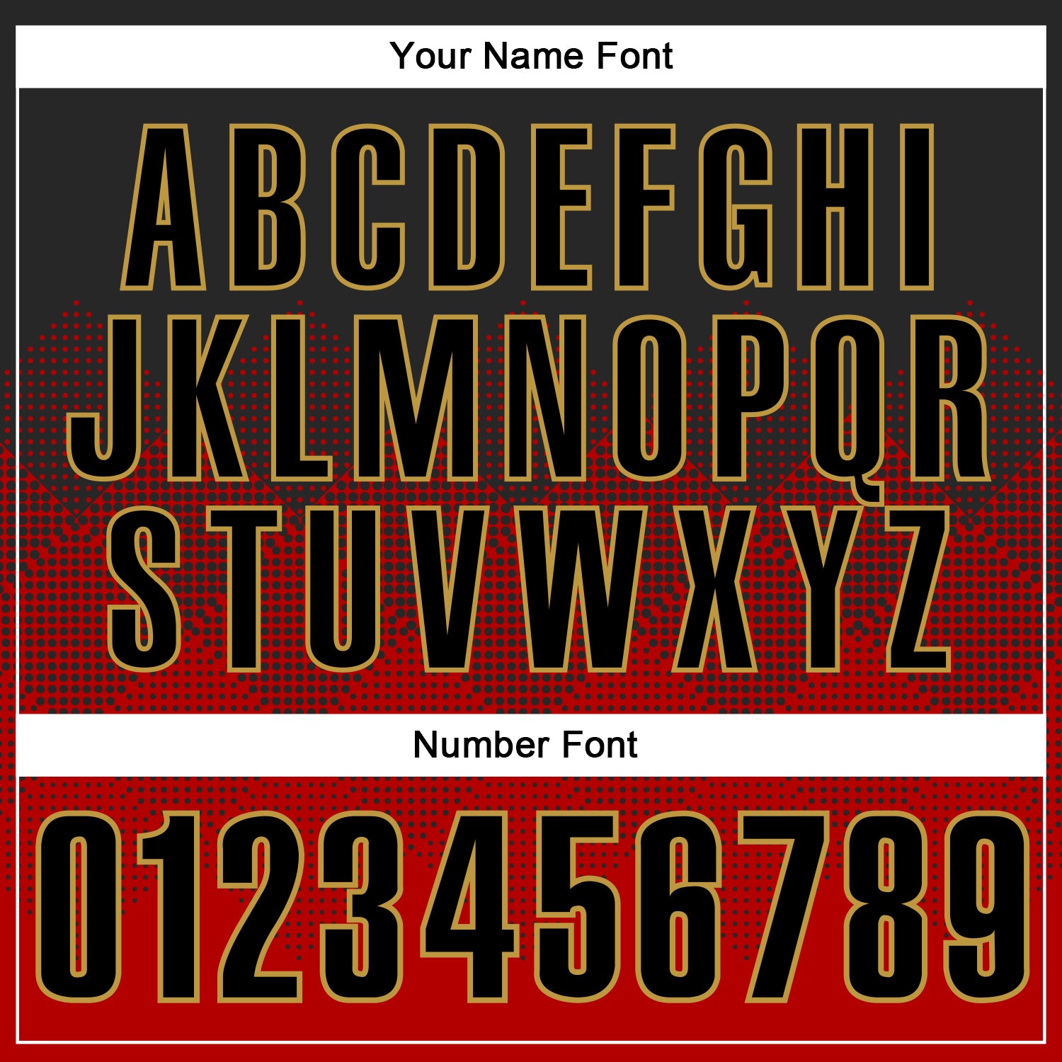 Custom Black Red-Old Gold 3D Pattern Design Gradient Square Shape Performance Polo Shirt