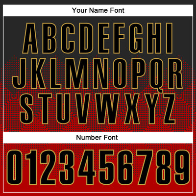 Custom Black Red-Old Gold 3D Pattern Design Gradient Square Shape Performance Polo Shirt