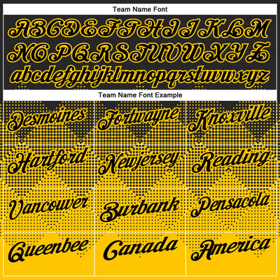 Custom Black Yellow 3D Pattern Design Gradient Square Shape Performance Polo Shirt