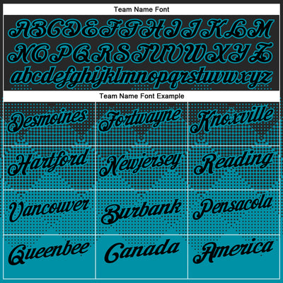 Custom Black Teal 3D Pattern Design Gradient Square Shape Performance Polo Shirt