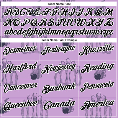 Custom Light Purple Black-White 3D Bowling Flaming Ball Performance Polo Shirt