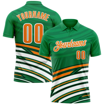 Custom Green Bay Orange-Black 3D St. Patrick's Day Shamrock Performance Polo Shirt