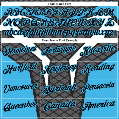 Custom Steel Gray Black-Sky Blue 3D Tennis Performance Polo Shirt