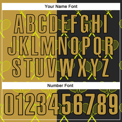 Custom Black Old Gold 3D Tennis Performance Polo Shirt