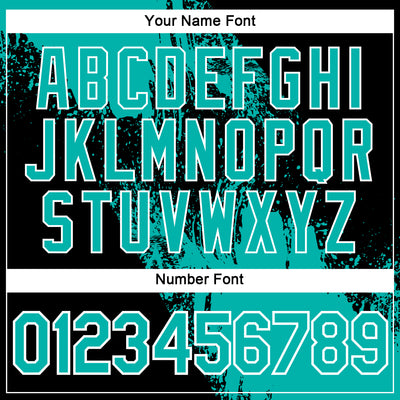 Custom Aqua Black-White 3D Pattern Design Abstract Brush Stroke Performance Polo Shirt