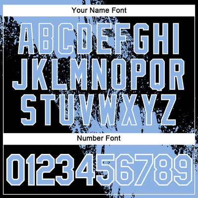 Custom Light Blue Black-White 3D Pattern Design Abstract Brush Stroke Performance Polo Shirt