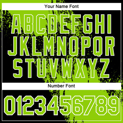 Custom Neon Green Black-White 3D Pattern Design Abstract Brush Stroke Performance Polo Shirt