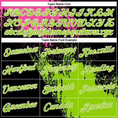 Custom Pink Neon Green-Black 3D Pattern Design Abstract Brush Stroke Performance Polo Shirt