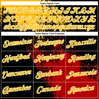 Custom Gold Black-Red 3D Pattern Design Abstract Brush Stroke Performance Polo Shirt