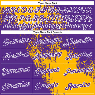 Custom Gold Purple-White 3D Pattern Design Abstract Brush Stroke Performance Polo Shirt