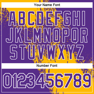 Custom Gold Purple-White 3D Pattern Design Abstract Brush Stroke Performance Polo Shirt