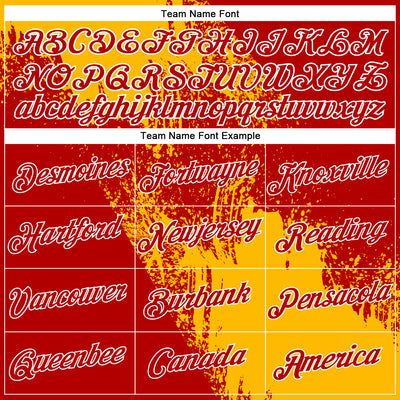 Custom Gold Red-White 3D Pattern Design Abstract Brush Stroke Performance Polo Shirt