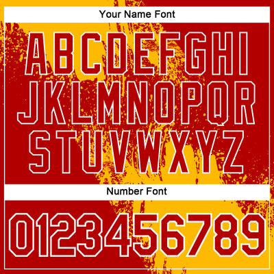 Custom Gold Red-White 3D Pattern Design Abstract Brush Stroke Performance Polo Shirt