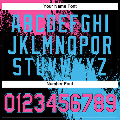 Custom Pink Black-Sky Blue 3D Pattern Design Abstract Brush Stroke Performance Polo Shirt