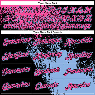 Custom Pink Black-Light Blue 3D Pattern Design Abstract Brush Stroke Performance Polo Shirt