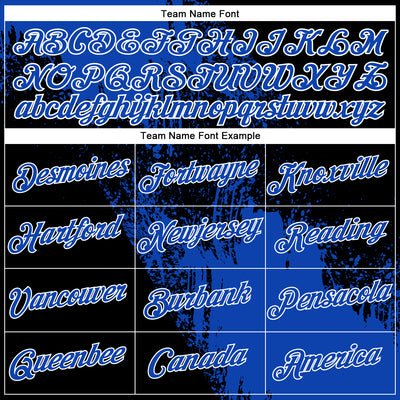 Custom Thunder Blue Black-White 3D Pattern Design Abstract Brush Stroke Performance Polo Shirt