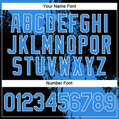 Custom Powder Blue Black-White 3D Pattern Design Abstract Brush Stroke Performance Polo Shirt