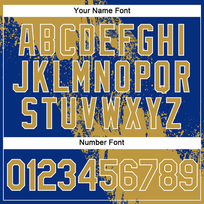 Custom Old Gold Royal-White 3D Pattern Design Abstract Brush Stroke Performance Polo Shirt