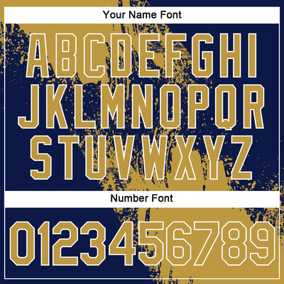 Custom Old Gold Navy-White 3D Pattern Design Abstract Brush Stroke Performance Polo Shirt