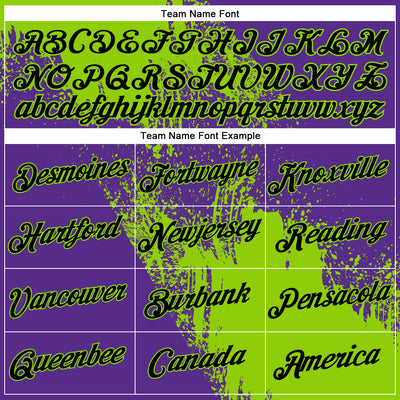 Custom Neon Green Black-Purple 3D Pattern Design Abstract Brush Stroke Performance Polo Shirt