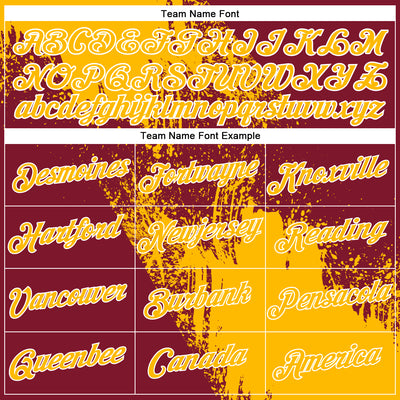 Custom Gold Crimson-White 3D Pattern Design Abstract Brush Stroke Performance Polo Shirt