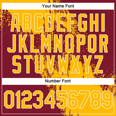 Custom Gold Crimson-White 3D Pattern Design Abstract Brush Stroke Performance Polo Shirt