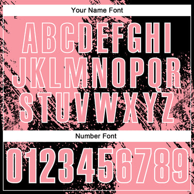 Custom Medium Pink Black-White 3D Pattern Design Abstract Brush Stroke Performance Polo Shirt