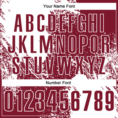 Custom White Crimson 3D Pattern Design Abstract Brush Stroke Performance Polo Shirt